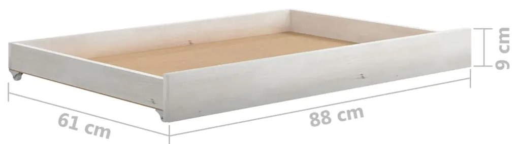 Pat extensibil de zi, 2x(90x200) cm, alb, lemn masiv de pin Alb