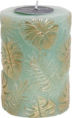 Lumanare Tropical verde cu auriu 10 cm