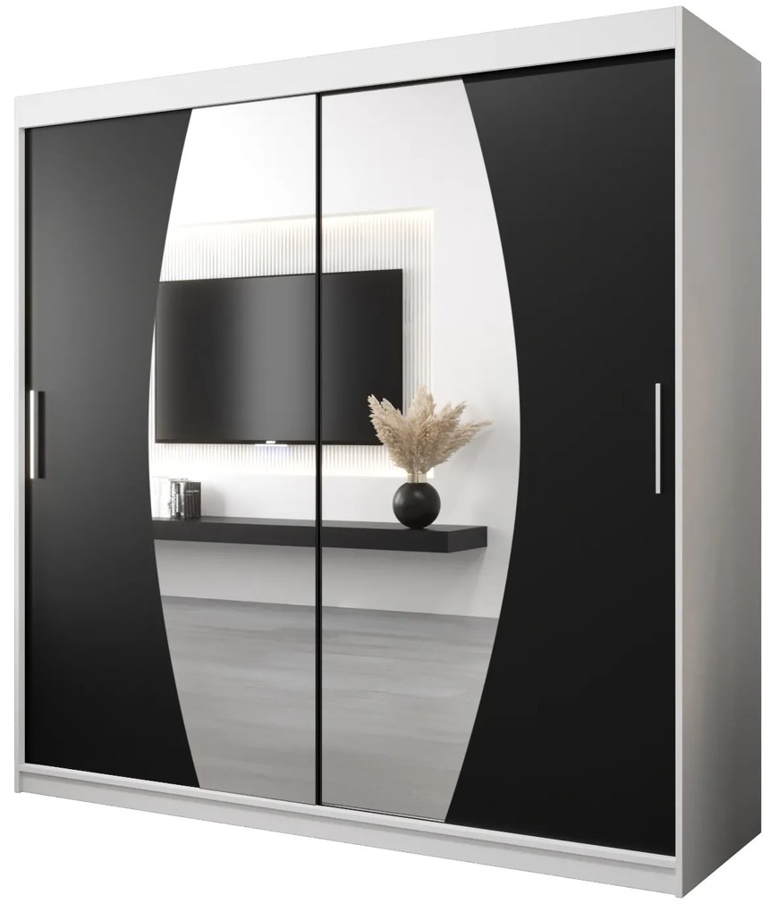 Dulap de haine 200 cm Eclipse (Alb mat + Negru mat). 1063428