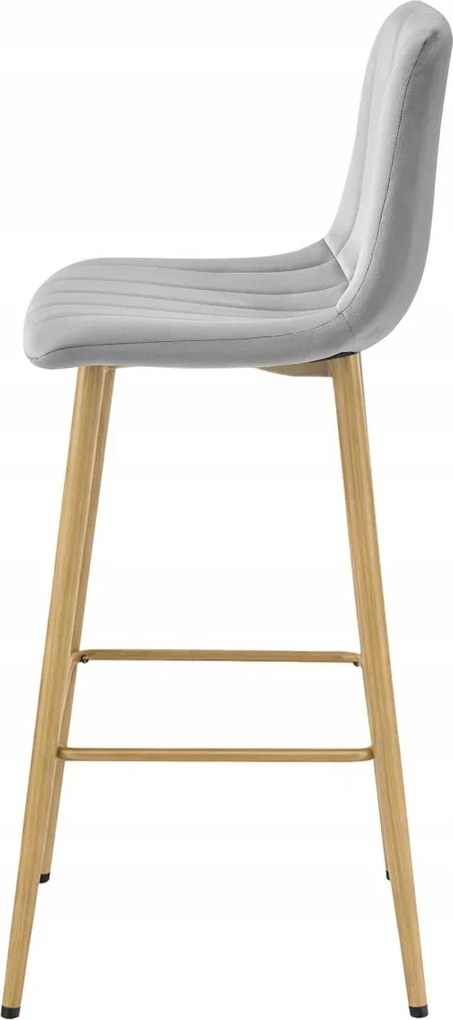 Scaun de bar POZZA VELVET, gri deschis