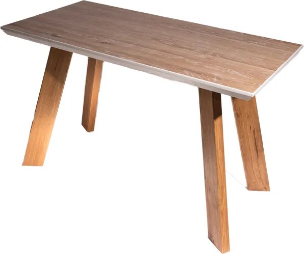 Masa de bucatarie din lemn Dublin - lemn masiv Stejar , Alb Antique , 130x70x77