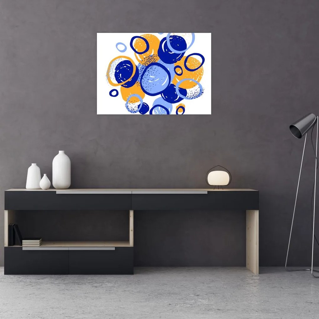 Tablou pe sticlă - Motiv luminos cu cercuri (70x50 cm)