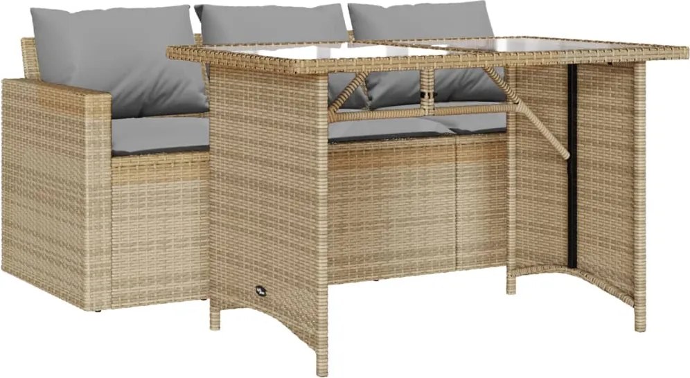 vidaXL Set mobilier de grădină, 2 piese, cu perne, bej, poliratan