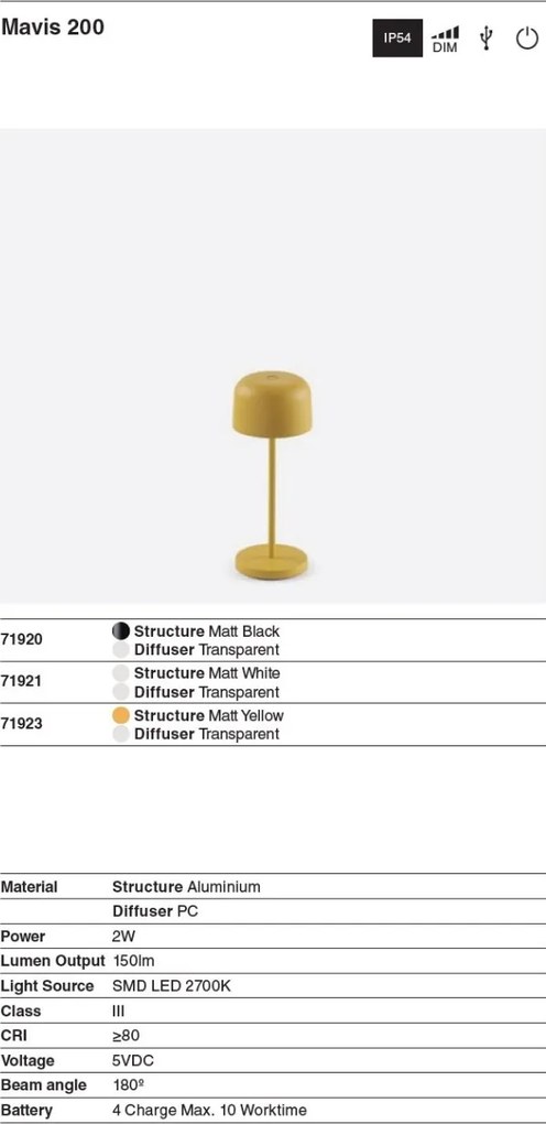 Lampa de exterior portabila IP54 MAVIS 200 negru