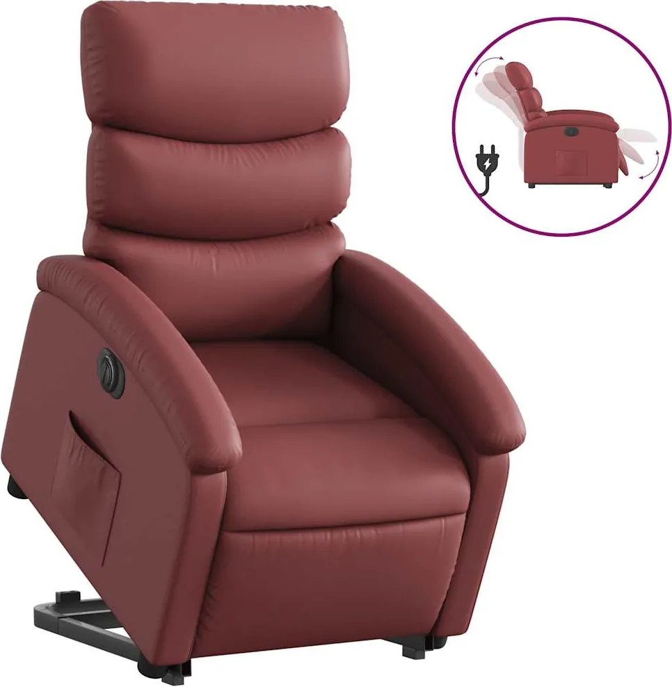 vidaXL Fotoliu rabatabil electric cu ridicare, roșu vin