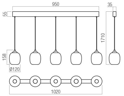 Redo 01-3490 - Lustră LED reglabilă pe cablu KHADI 5xLED/5,2W/230V negru/fumuriu