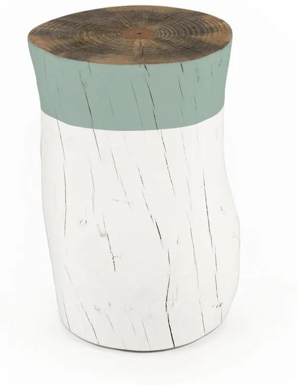 Taburet din lemn de pin Surdic Tronco Verde Jade, ø 30 cm