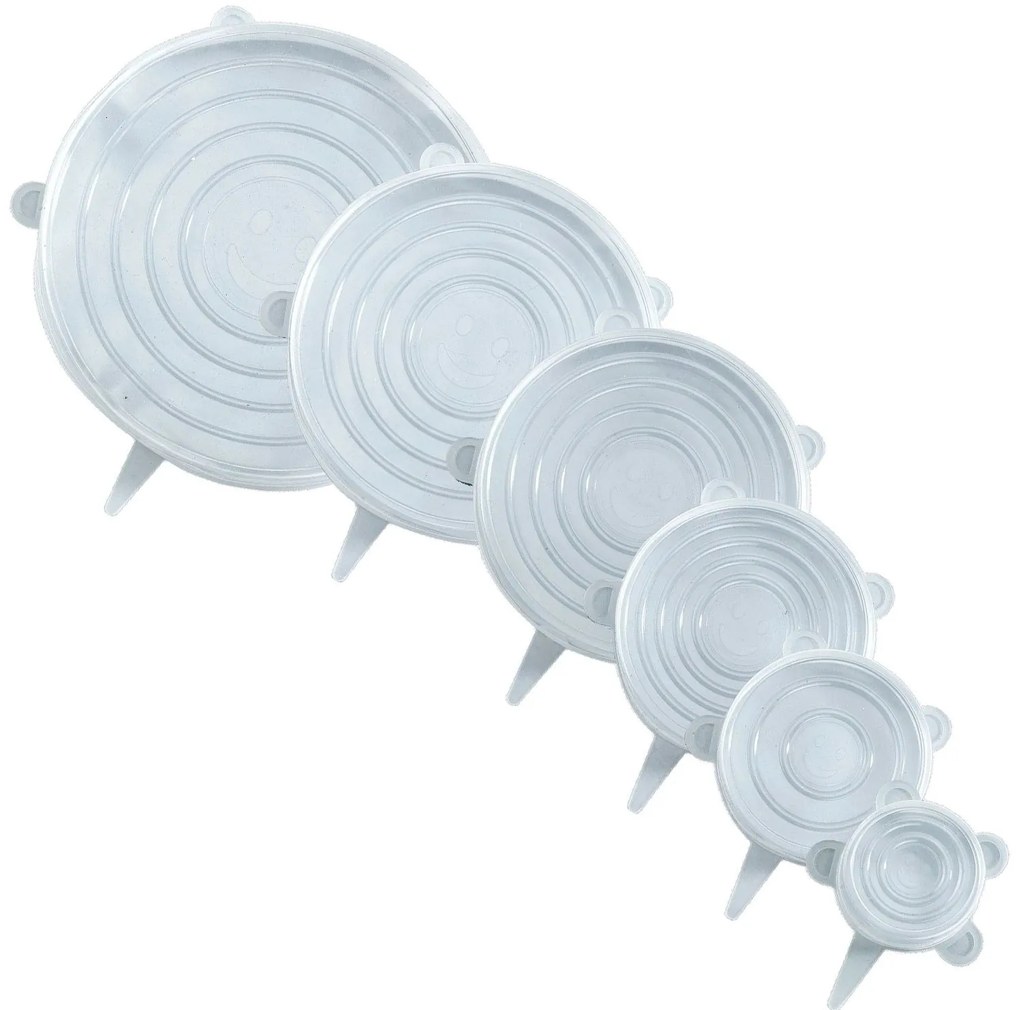 Capace din silicon pentru recipiente, flexibile, 6 bucăți