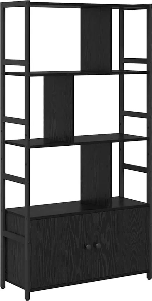 vidaXL Raft pentru cărți Stejar Negru 80 x 30 x 155,5 cm Lemn compozit