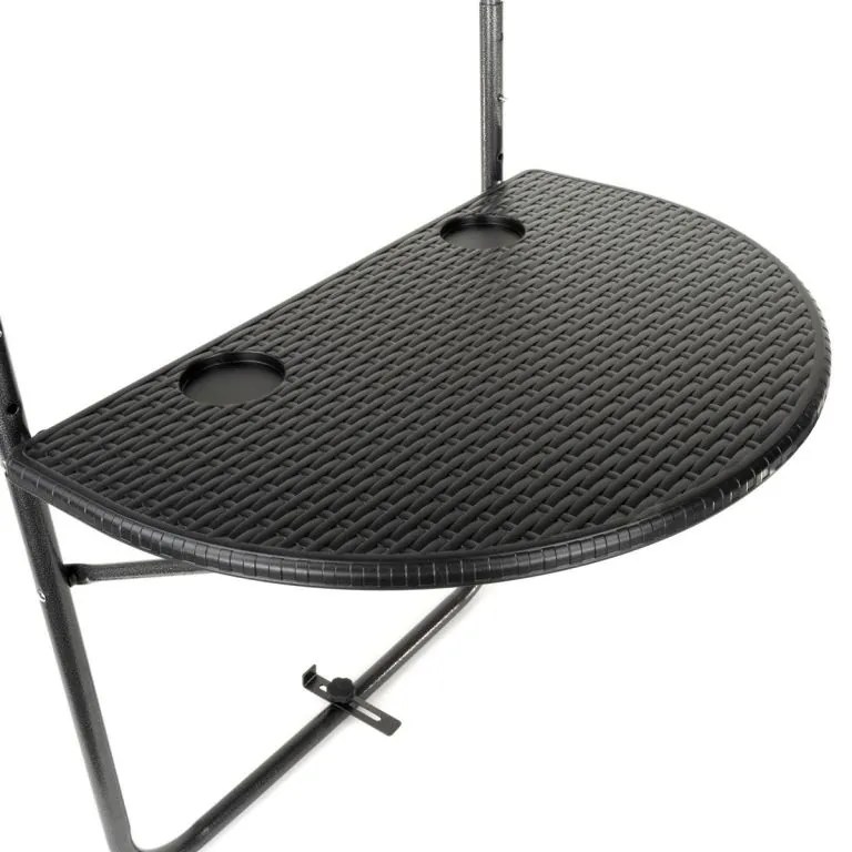 Masă suspendată pliabilă cu aspect de rattan - negru