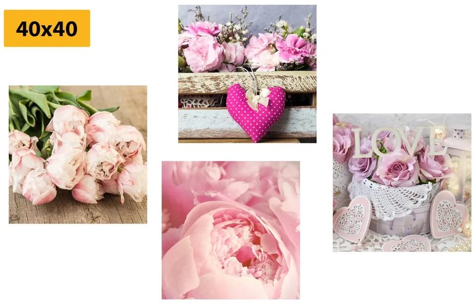 Set tablouri flori în stilul vintage