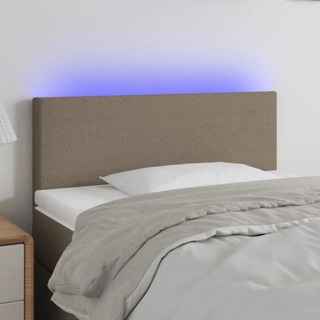 3121318 vidaXL Tăblie de pat cu LED, gri taupe, 90x5x78/88 cm, textil