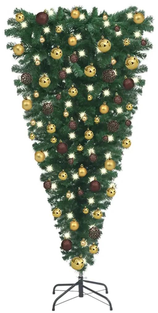 Brad de Craciun artificial inversat, LED-uri  globuri, 150 cm 1, Auriu, 150 cm