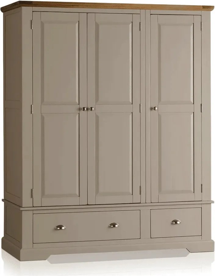 Dulap lemn masiv gri Ives 3 Uși Personalizabil, 154 × 66 × 189 cm
