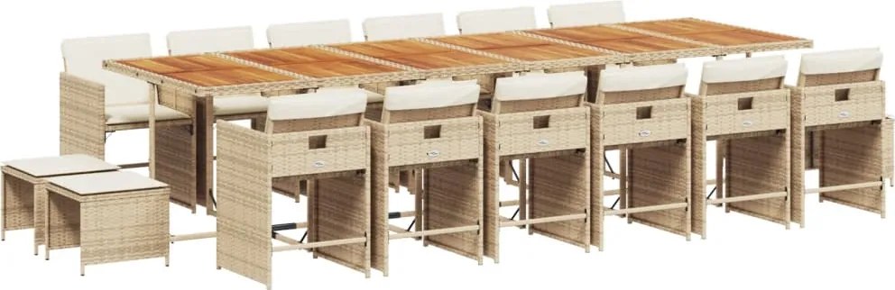 vidaXL Set mobilier de grădină cu perne, 17 piese, bej, poliratan