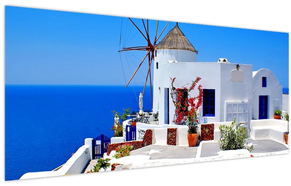 Tablou - Casă mică în Grecia (120x50 cm)