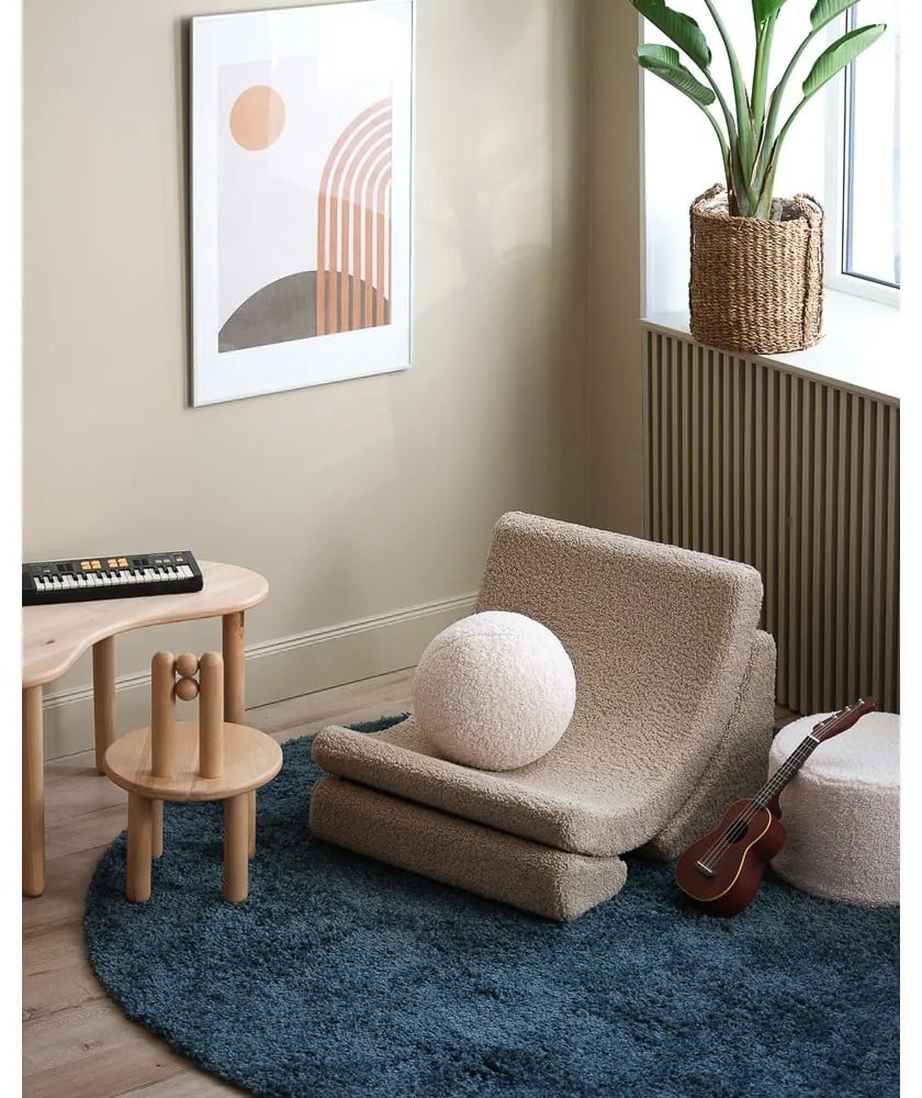 Fotoliu de copii maro deschis cu tapițerie din țesătură bouclé Moon – Wigiwama