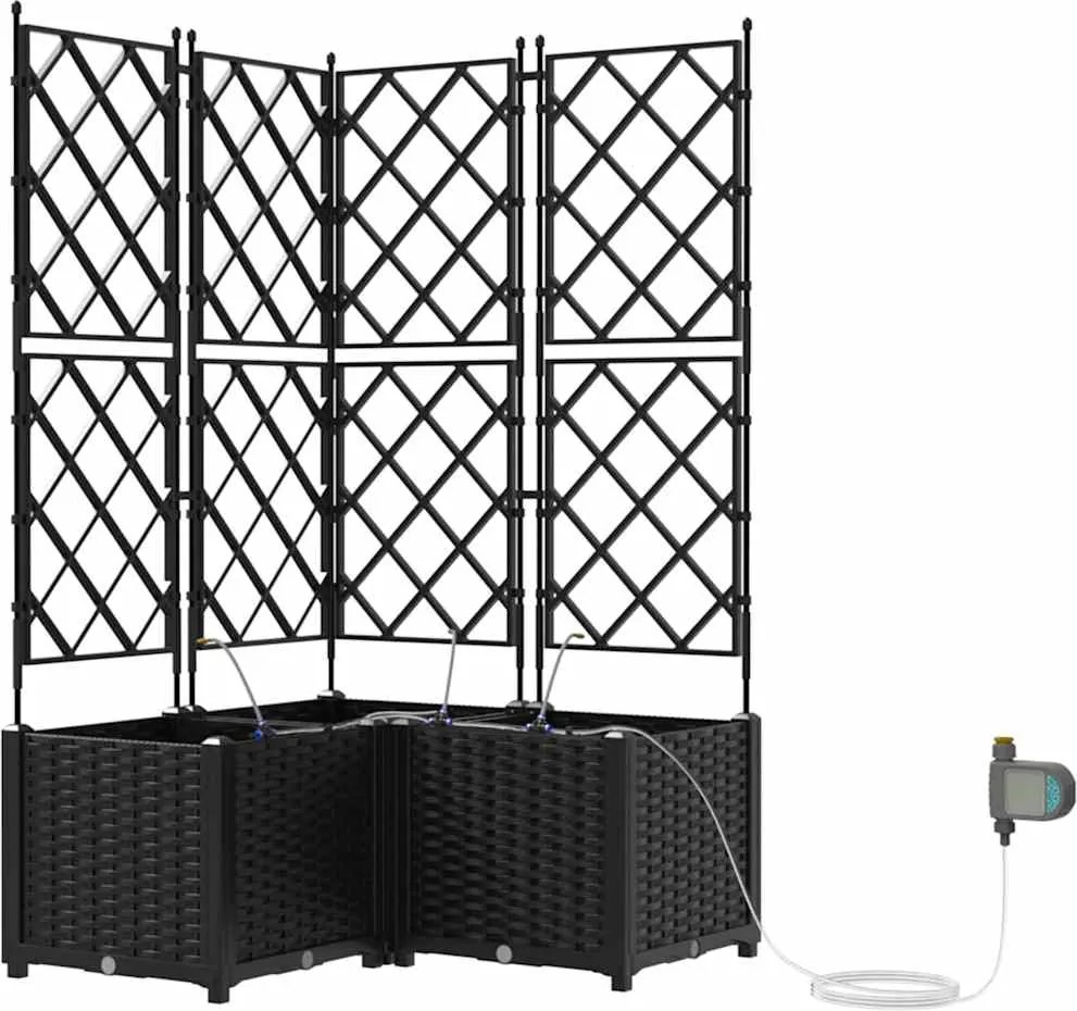 vidaXL Vază pentru Grădină 3 pcs Negru Oțel