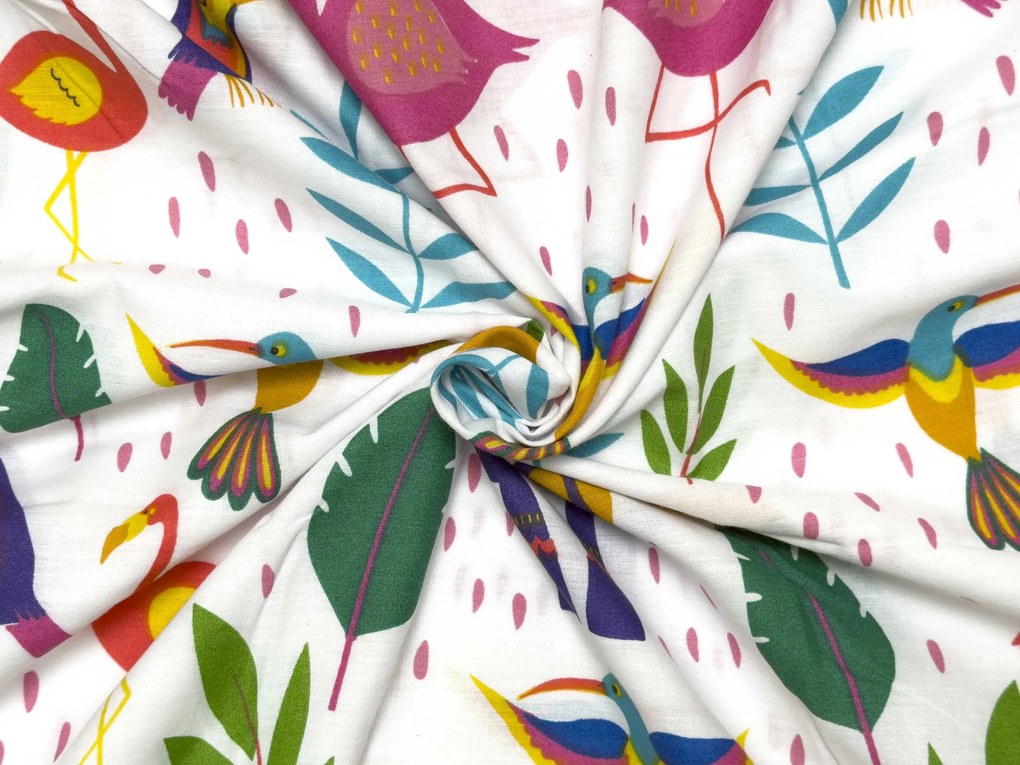 Lenjerie de pat din bumbac pentru patut TROPICAL FLAMINGO alb Dimensiune lenjerie de pat: 45 x 65 cm | 90 x 135 cm
