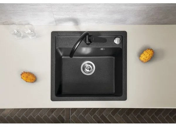 Sapho - Chiuvetă de bucătărie 53x50 cm granit/negru