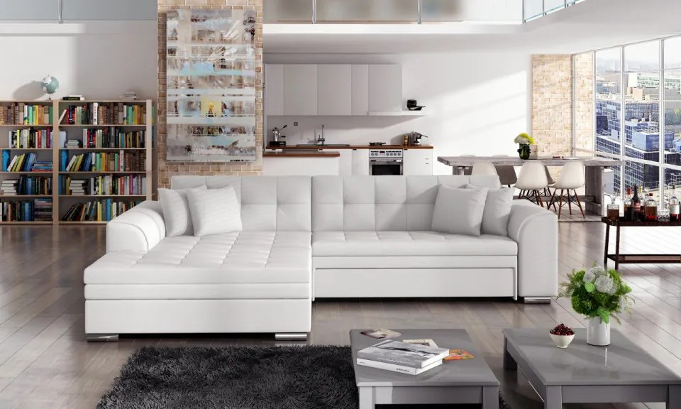 Coltar tapitat, extensibil, 295x80x195 cm, Sorento L02, Eltap (Culoare: Alb / Soft 17)