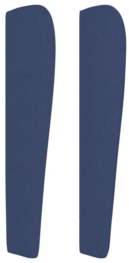 Tablie de pat cu aripioare, albastru, 163x23x118 128 cm, textil 1, Albastru, 163 x 23 x 118 128 cm