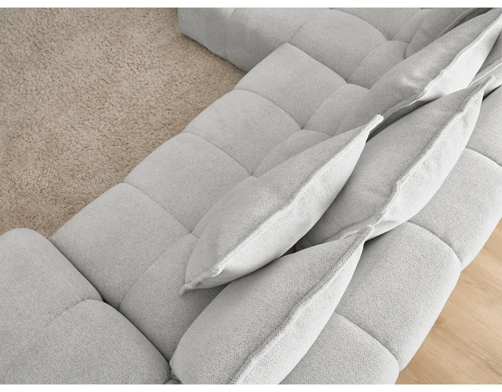 Colțar gri deschis extensibil/cu spațiu de depozitare cu tapițerie din chenille (cu colț pe partea stângă/cu șezlong) Everest – Bobochic Paris