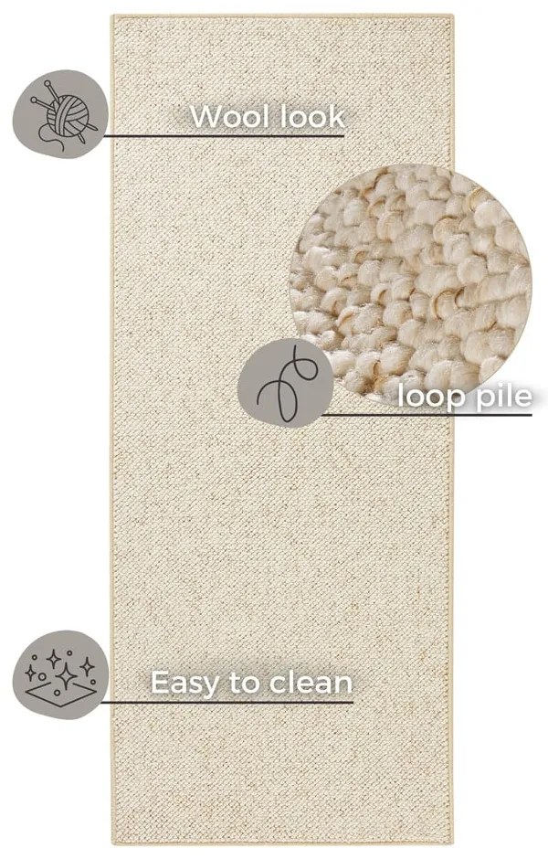 Covor tip traversă crem 80x200 cm Wolly – BT Carpet