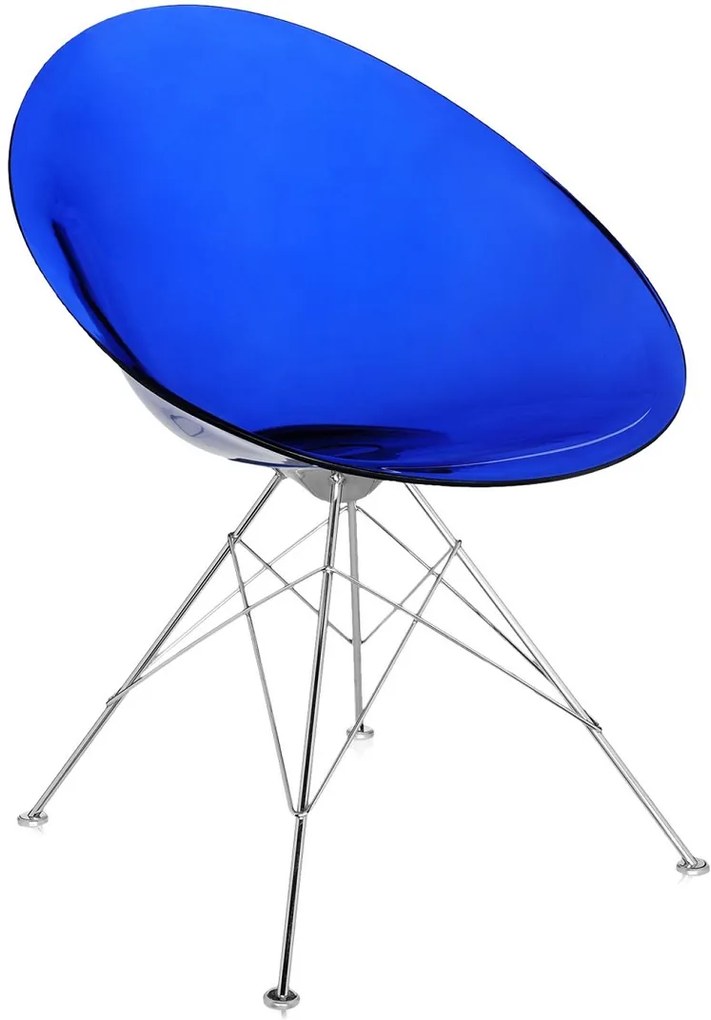 Scaun Kartell Ero/S/ design Philippe Stark, albastru transparent