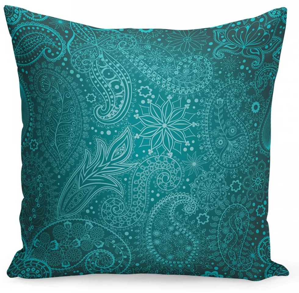 Fata de perna turcoaz 50x60 cu multe ornamente 45x45 cm