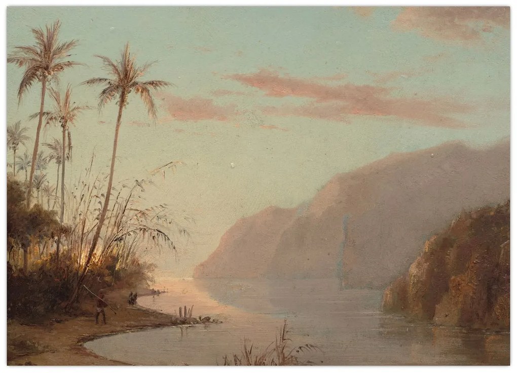 Tablou pe sticlă - Camille Pissarro, A creek in st. Thomas (Virgin Islands), reproducere (70x50 cm)