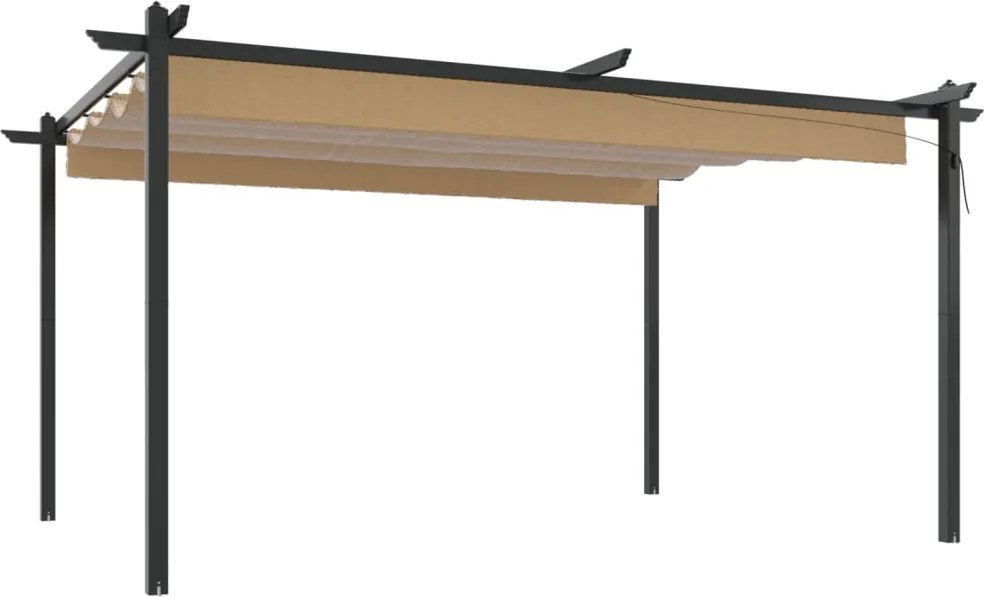 vidaXL Pavilion de grădină, acoperiș retractabil, gri taupe, 4x3 m