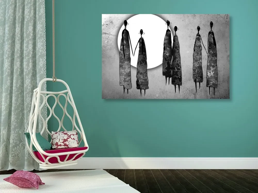 Tablou femeile africane în design alb-negru