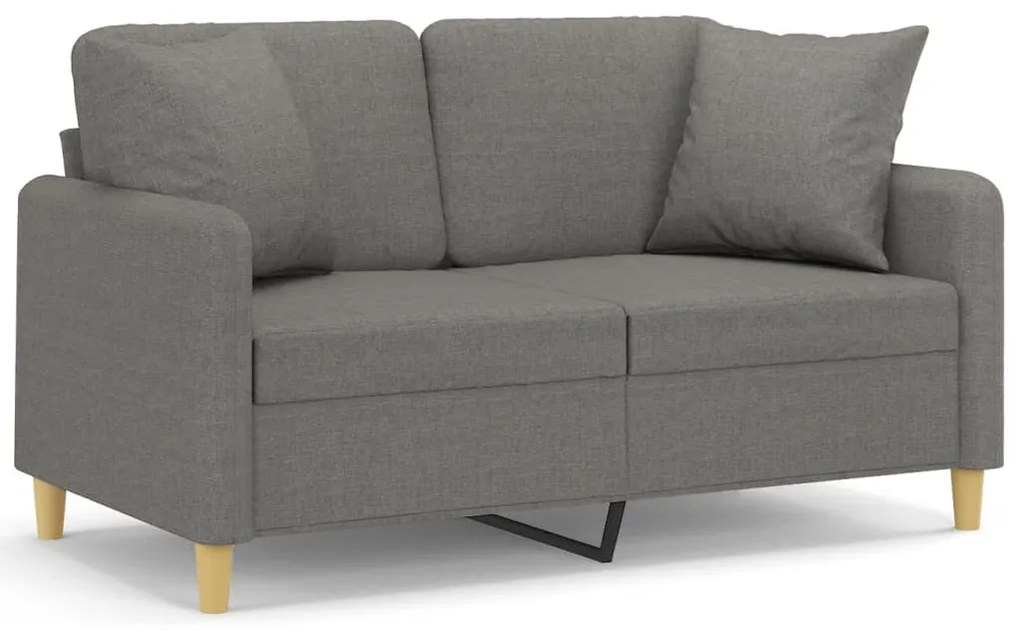 3153130 vidaXL Canapea cu 2 locuri cu perne&pernuțe gri închis 120 cm textil