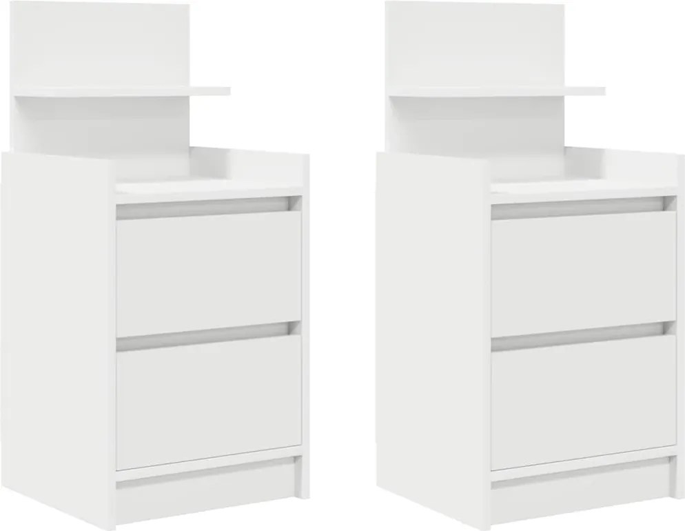 vidaXL Noptiere cu 2 sertare 2 buc Alb 38x34x80 cm