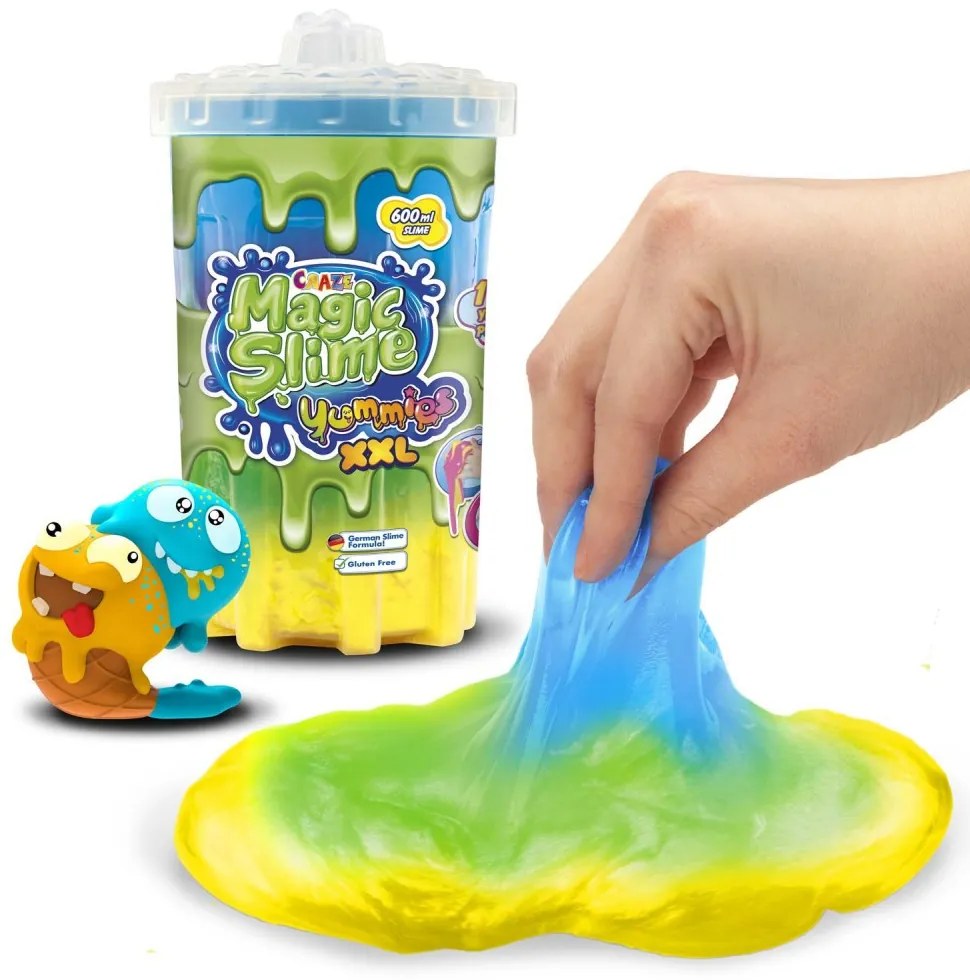 MAGIC SLIME XXL 600 ML MIX DE TREI CULORI CU FIGURINA CARE ABSOARBE SLIME-UL MODELE ASORTATE - CRAZE (CRZ54031)
