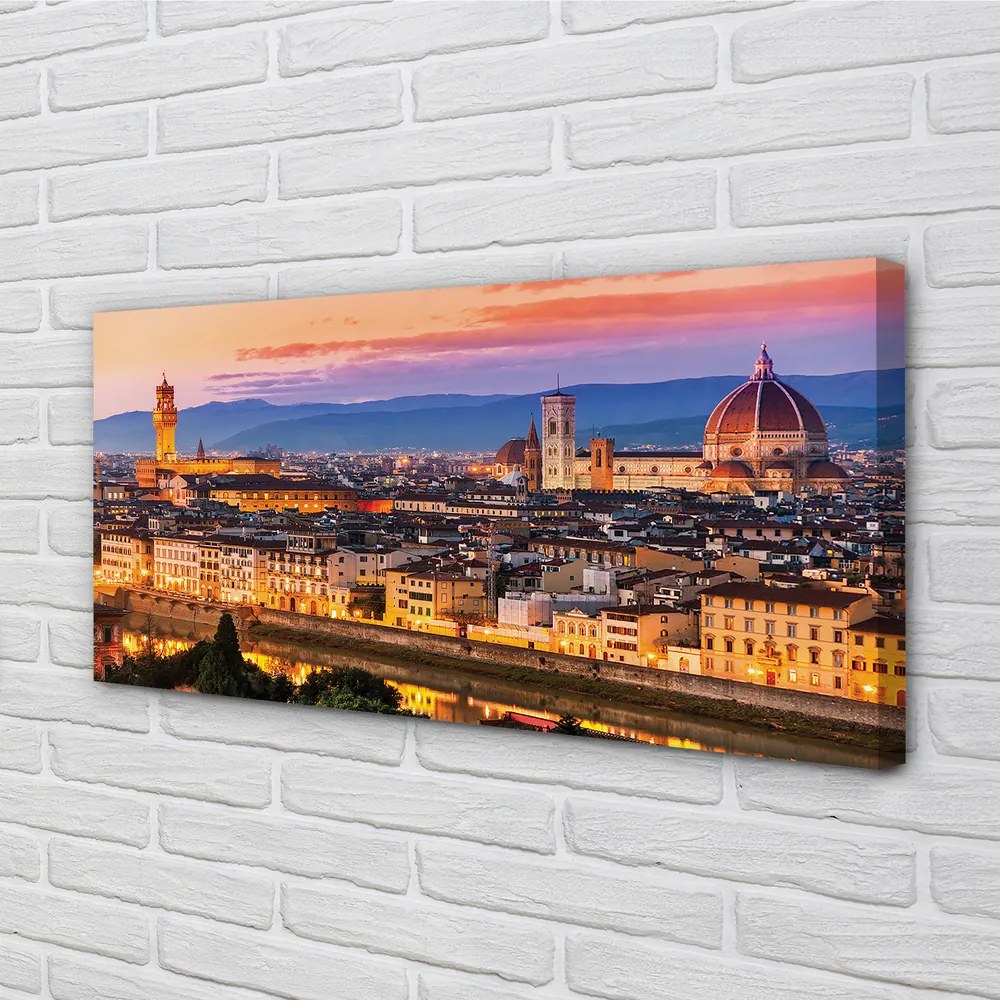 Tablouri canvas Italia Panorama noapte catedrală