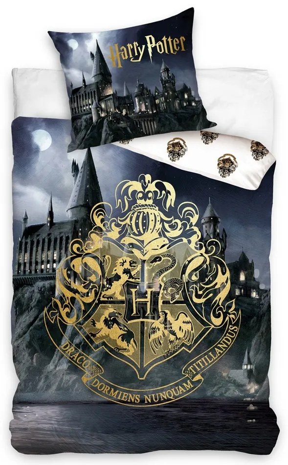 Lenjerie de pat din bumbac Harry Potter Călătoriela Hogwarts, 140 x 200 cm, 70 x 90 cm