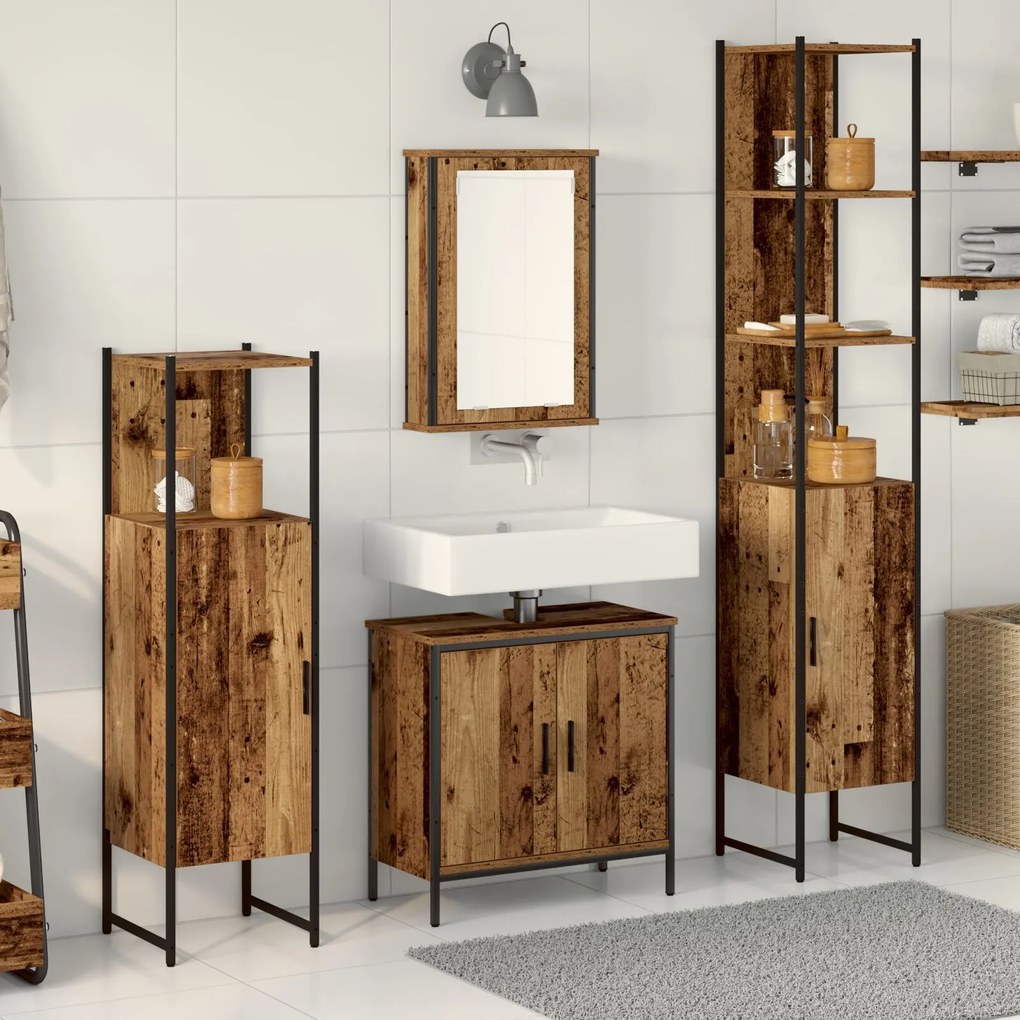 vidaXL Set de mobilier pentru baie 4 pcs Maro 33 x 33 x 185.5 cm