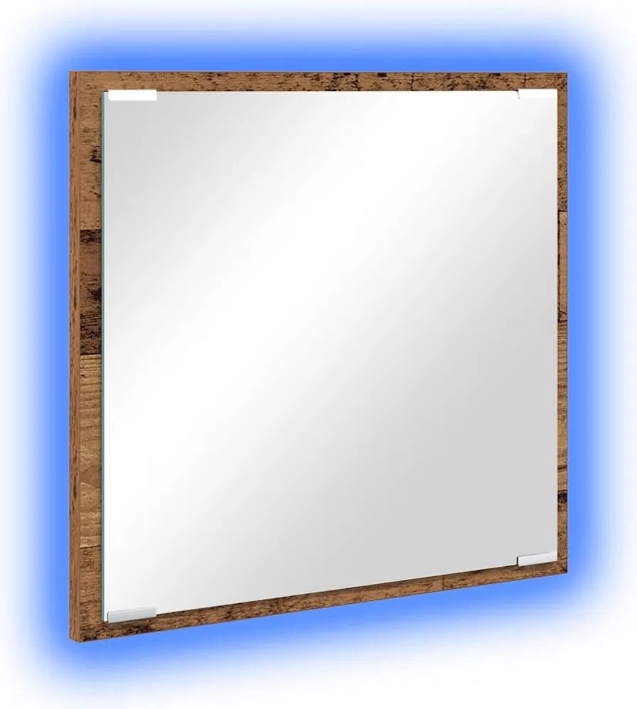 vidaXL Oglindă de baie cu LED Pe perete Lemn Vechi 40 x 37 x 8.5 cm
