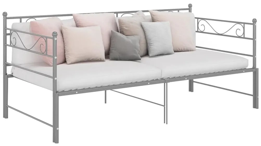 vidaXL Cadru pat canapea extensibilă, gri, 90x200 cm, metal