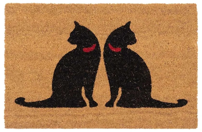 Covoras intrare 40x60 cm, fibra cocos, bej/negru