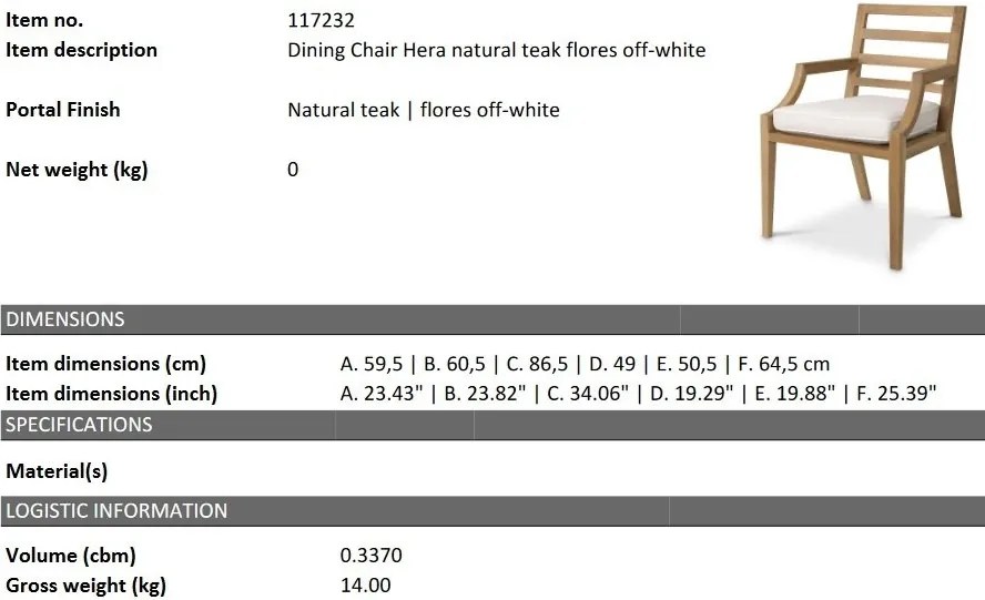 Scaun elegant pentru exterior design LUX Hera natur / flores off-white