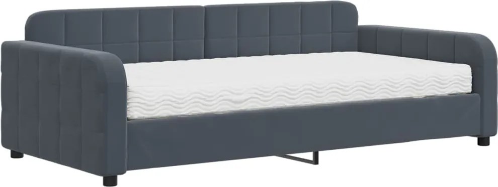 vidaXL Pat de zi cu saltea, gri închis, 100x200 cm, catifea