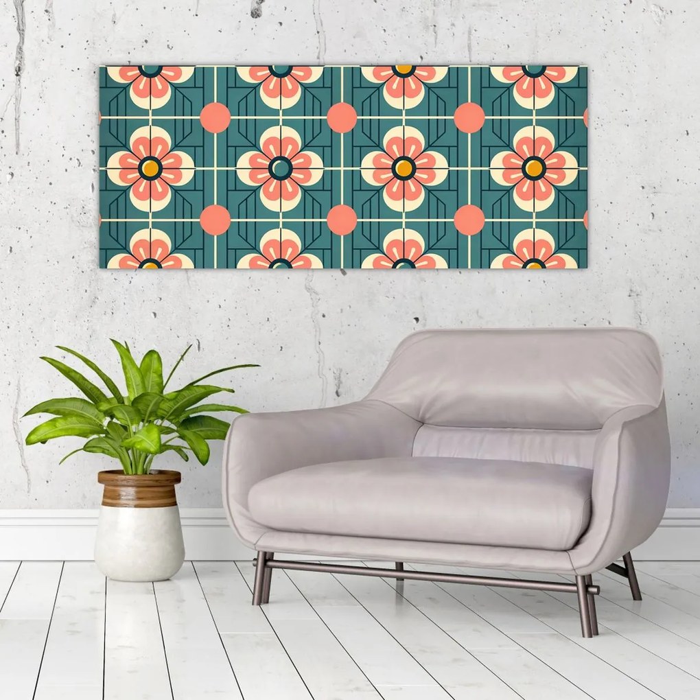 Tablou - Model retro cu flori (120x50 cm)