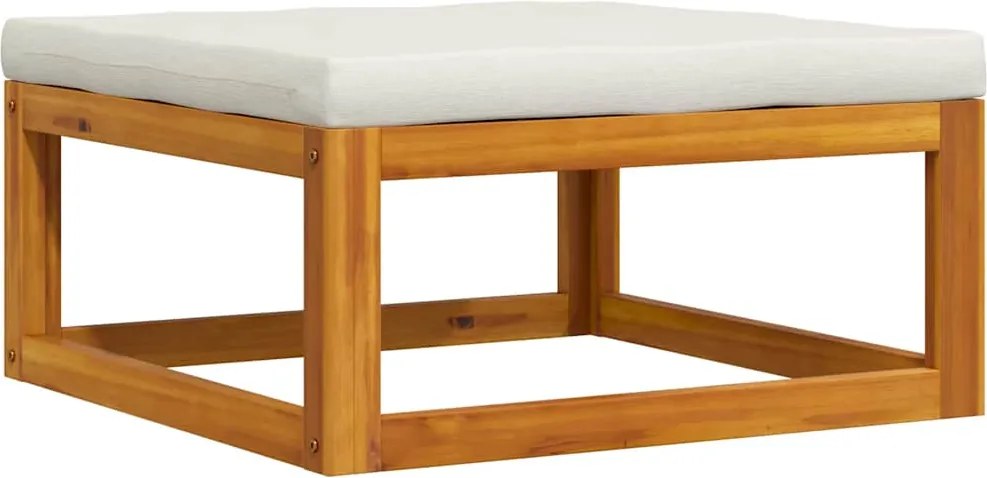 vidaXL Taburet de picioare, cu pernă alb crem, lemn masiv de acacia