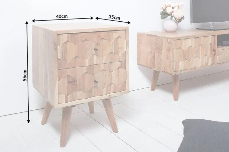 Noptiera din lemn de salcam Mystic 40cm