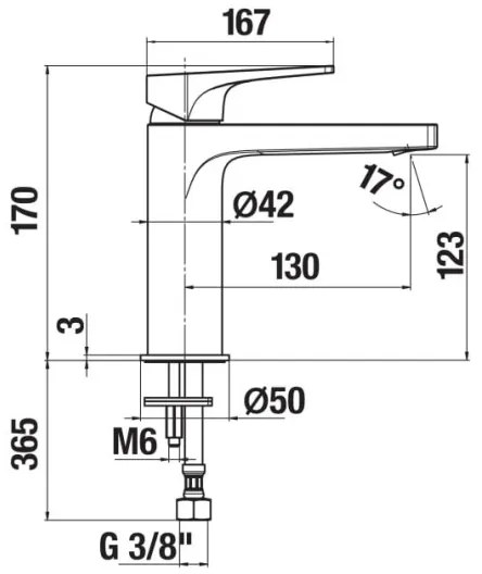Baterie de lavoar JIKA H3111X10041201 CUBITO 17 cm crom lucios