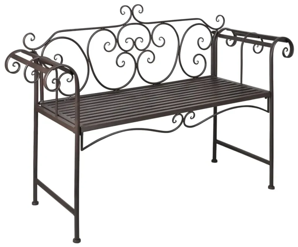 40716 vidaXL Bancă de grădină, maro învechit, 132 cm, oțel