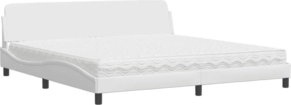 vidaXL Pat cu saltea, Dover, alb, 200x200 cm, piele ecologică